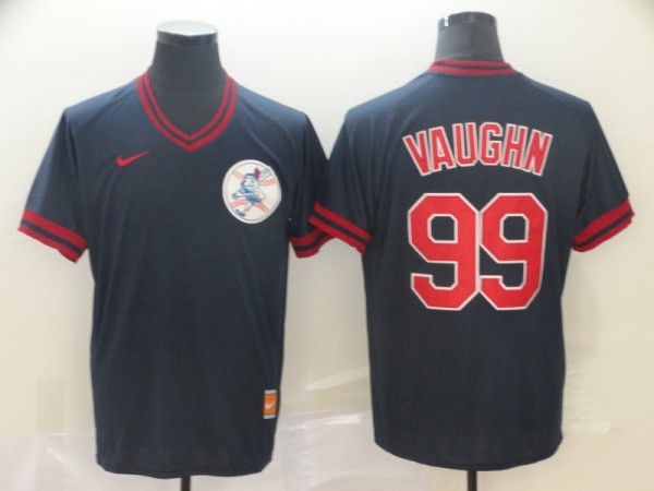 MLB Cleveland Indians #99 Ricky Vaughn Navy Blue Throwback Mens Jersey