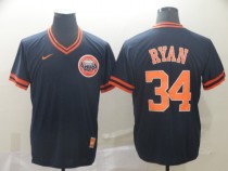 MLB Houston Astros #34 Ryan Navy Blue Throwback Mens Jersey