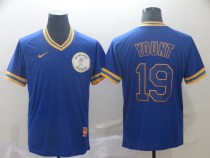 MLB Milwaukee Brewers #19 Yount Blue Throwback Men Jersey