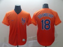 MLB New York Mets #18 Darryl Strawberry Orange Fadeaway Mens Jersey