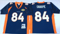 NFL Denver Broncos #84 Shannon Sharpe Navy Blue Super Bowl XXXII Patch Throwback NFL Jersey