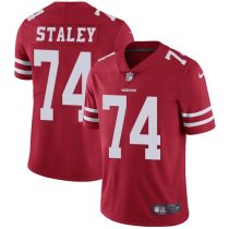 Mens San Francisco 49ers #74 Staley Red Vapor Untouchable Limited Player Jersey