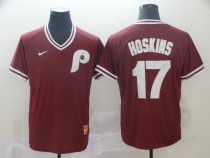 MLB Philadelphia Phillies #17 Hoskins Red Throwback Men Jersey