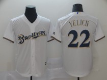 MLB Milwaukee Brewers #22 Christian Yelich White Game Mens Jersey