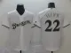 MLB Milwaukee Brewers #22 Christian Yelich White Game Mens Jersey