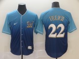 MLB Milwaukee Brewers #22 Christian Yelich Blue Fadeaway Mens Jersey