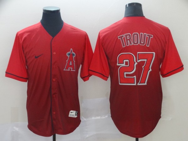 MLB Los Angeles Angels #27 Trout Red Fadeaway Men Jersey