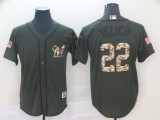 MLB Milwaukee Brewers #22 Christian Yelich Green Salute To Serive Game Jersey