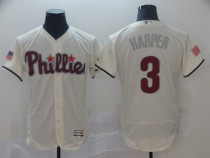 MLB Phillies #3 Bryce Harper Cream Flex Base Elite Men Jersey