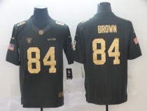 NFL Oakland Raiders #84 Brown Salute to Service Gold Number Jersey