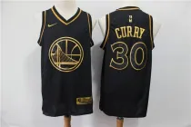 NBA Warriors 30 Stephen Curry Black Gold Nike Men Jersey