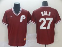 MLB Philadelphia Phillies #27 Nola Red Throwback Men Jersey