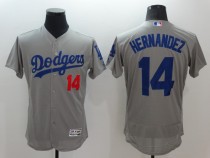 MLB Los Angeles Dodgers #14 Hernandez Grey Elite Jersey