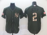 MLB New York Yankees #2 Jeter Green Salute To Service Men Jersey