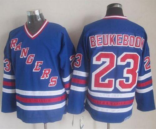 NHL New York Rangers #23 Jeff Beukeboom Blue Throwback Reebok Stitched Jersey