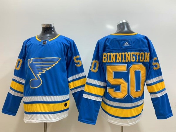 NHL Blues 50 Jordan Binnington Winter Classic Blue Adidas Men Jersey