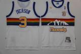 Adidas Denver Nuggets #3 Iverson White Throwback Jersey