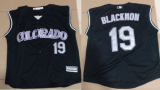 Men's Colorado Rockies #19 Blackmon Black Sleeveless Baseball Jersey