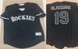 Men's Colorado Rockies #19 Blackmon Black Game Stitched MLB Jersey