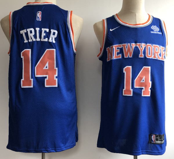 NBA Knicks 14 Allonzo Trier Blue Nike Swingman Men Jersey