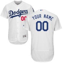 Men's Los Angeles Dodgers White Flex Base Majestic Customized Jersey