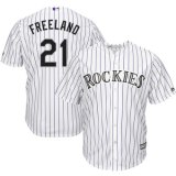 Men's Colorado Rockies  #21 Kyle Freeland White Game Stitched MLB Jersey