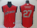 American League #27 Mike Trout Red 2019 MLB All-Star Game Workout Jersey