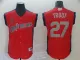 American League #27 Mike Trout Red 2019 MLB All-Star Game Workout Jersey