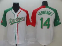 Los Angeles Dodgers  #14 Hernandez White Mexican Heritage Culture Night Mexico Jersey 