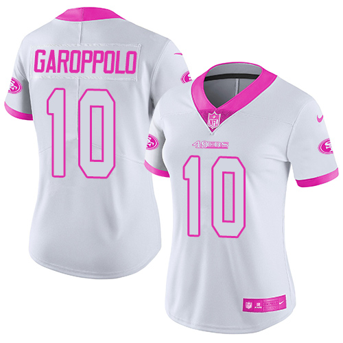 Women NFL San Francisco 49ers #10 Garoppolo White/Pink Color Rush Jersey