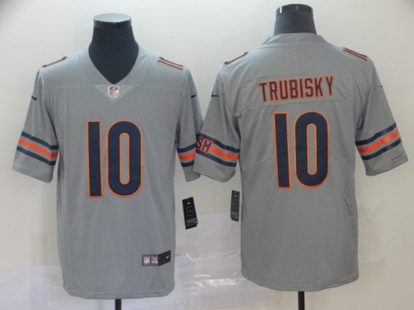  Men's Chicago Bears #10 Mitchell Trubisky Sliver Inverted Legend Men Jersey