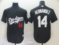 MLB Los Angeles Dodgers #14 Hernandez Black Game Jersey