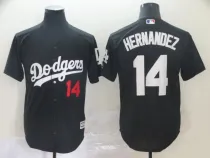 MLB Los Angeles Dodgers #14 Hernandez Black Game Jersey