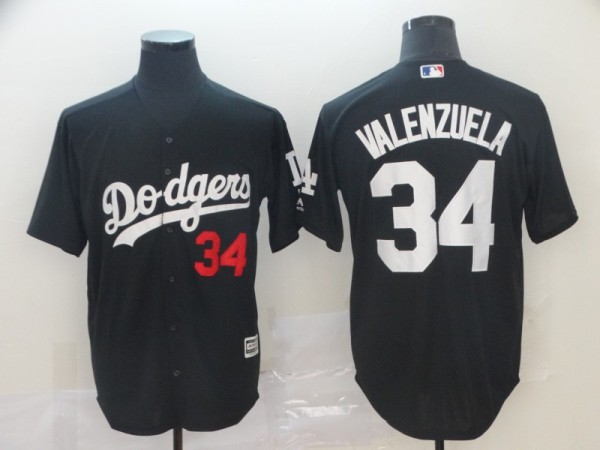 MLB Los Angeles Dodgers  #34 Valenzuela Black Game Men's Jersey