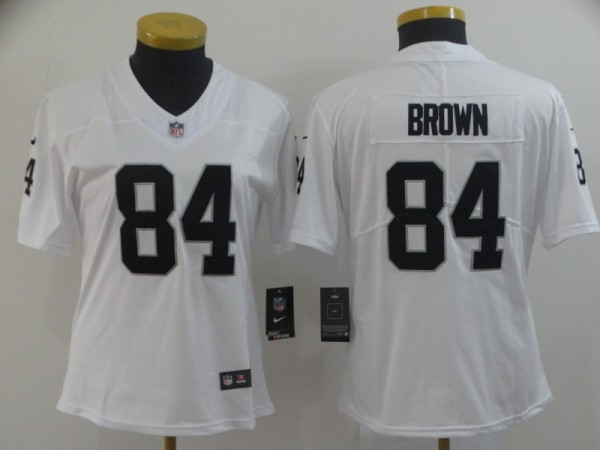 Women Oakland Raiders #84 Brown Vapor Untouchable White Limited Jersey