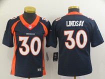 Women's Nike Denver Broncos #30 Phillip Lindsay Blue Vapor Untouchable Limited Jersey