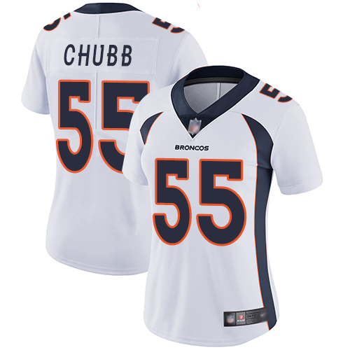 Women Nike Broncos #55 Bradley Chubb White NFL Vapor Untouchable Limited Jersey