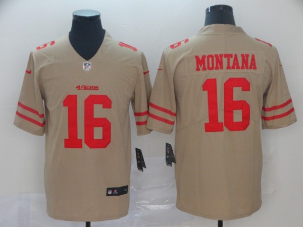 Nike San Francisco 49ers #16 Joe Montana Gold Inverted Legend Men Jersey