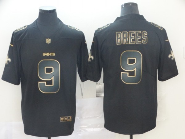 Nike Saints #9 Drew Brees Black Gold Vapor Untouchable Limited Men Jersey