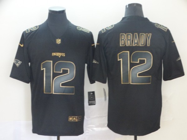 Nike Patriots #12 Tom Brady Black Gold Vapor Untouchable Limited Men Jersey