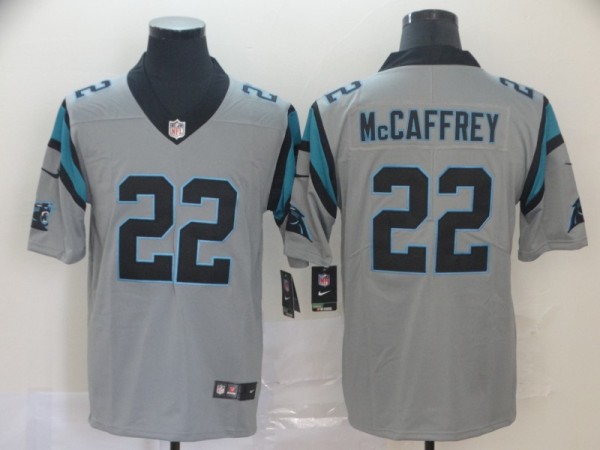 Nike Panthers #22 Christian McCaffrey Sliver Inverted Legend Men Jersey