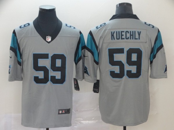 Nike Panthers #59 Luke Kuechly Sliver Inverted Legend Men Jersey