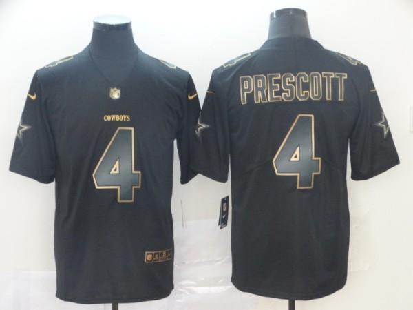 Nike Cowboys #4 Dak Prescott Black Gold Vapor Untouchable Limited Men Jersey