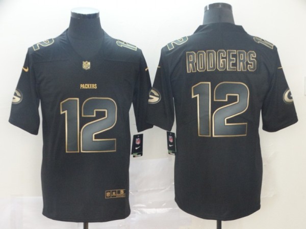 Nike Packers #12 Aaron Rodgers Black Gold Vapor Untouchable Limited Men Jersey