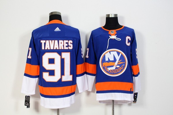 NHL Islanders #91 John Tavares Blue Adidas Men Jersey