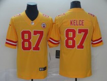 Nike Chiefs #87 Travis Kelce Gold Inverted Legend Men Jersey