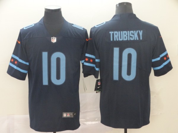 Men's Chicago Bears #10 Mitchell Trubisky Navy 2019 City Edition Limited Jersey