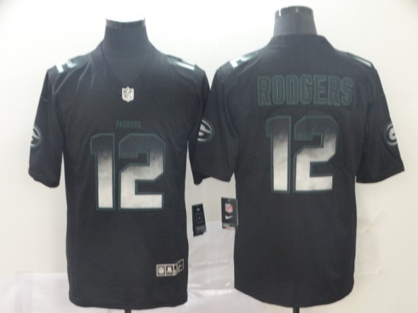 Men's Green Bay Packers #12 Aaron Rodgers Black 2019 Smoke Fashion Limited Jersey