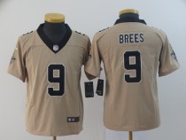 Youth Nike New Orleans Saints #9 Brees Gold Inverted Legend Jersey