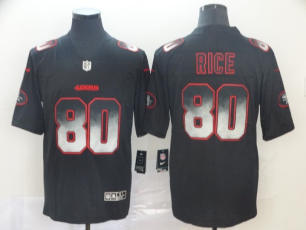 San Francisco 49ers #80 Jerry Rice Black 2019 Smoke Fashion Limited Men Jersey